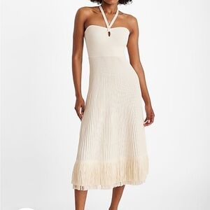 Ribbed Halter Fringe Dress